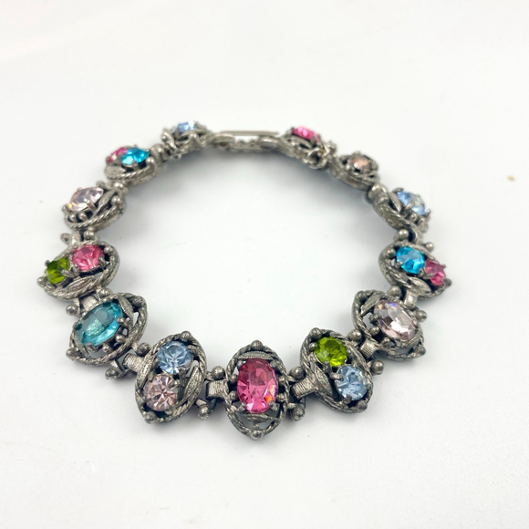 Vintage Hollycraft Fruit Salad Bracelet – Multicolor Rhinestone Statement. - Picture 2 of 7